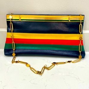 Stunning !! Vintage Italian Clutch / Shoulder Mangiamelli Bag